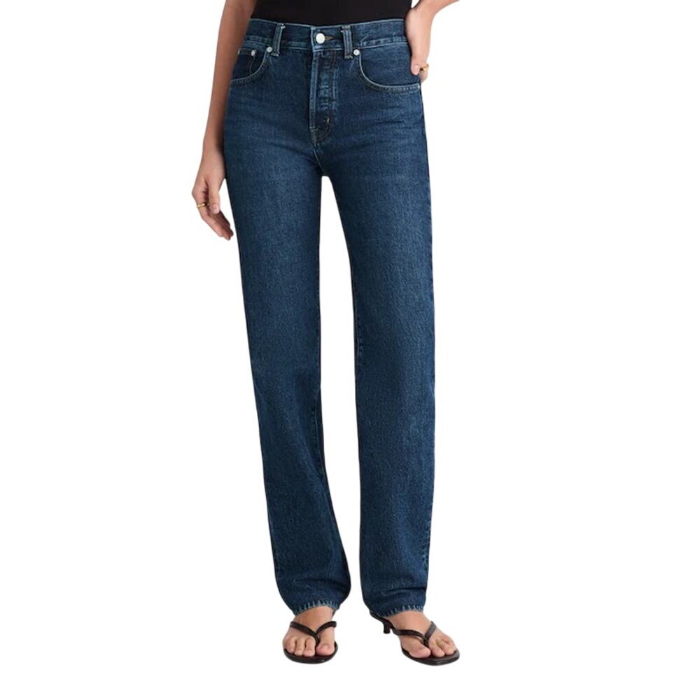 Madewell Longline Straight Jeans 25 Dark Wash High Rise 100% Cotton NWT